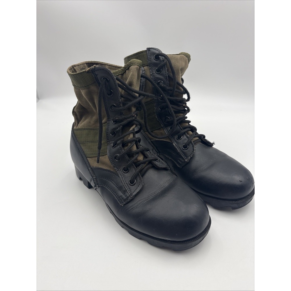 Rothco Military Jungle Boots Mens Combat Black Leather Olive Canvas 7R
